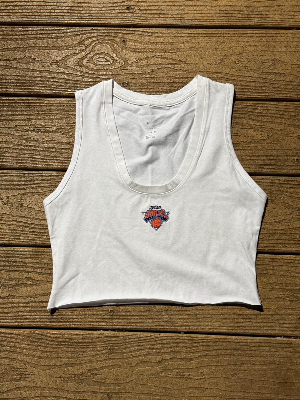 New York Knicks White Crop Tank Top - Women